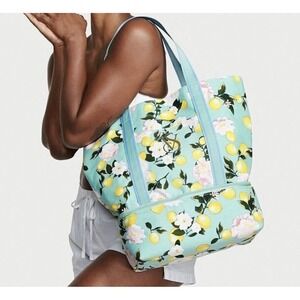VICTORIAS SECRET SWIM INSULATED COOLER TOTE LEMONS BEACH POOL BAG‎ FRUIT